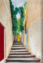 166 Ruelle ombragée de la Casbah - Huile sur Toile - 38/55